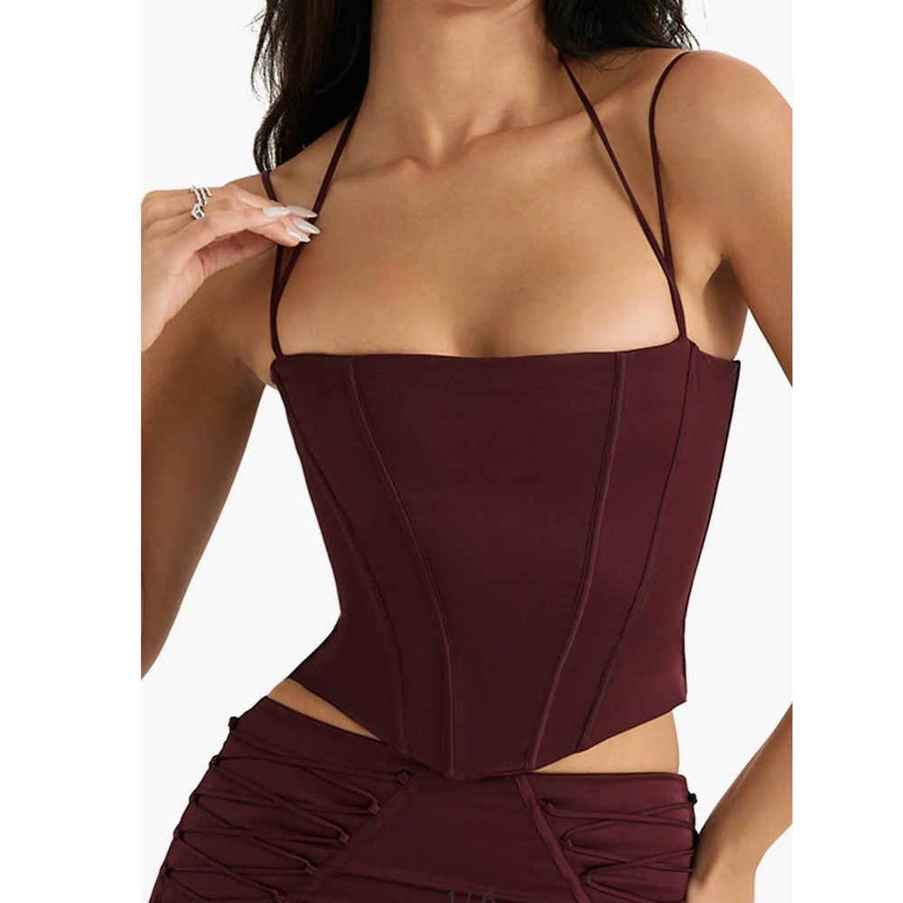 House of CB Chantelle Wine Red Halter Corset Top